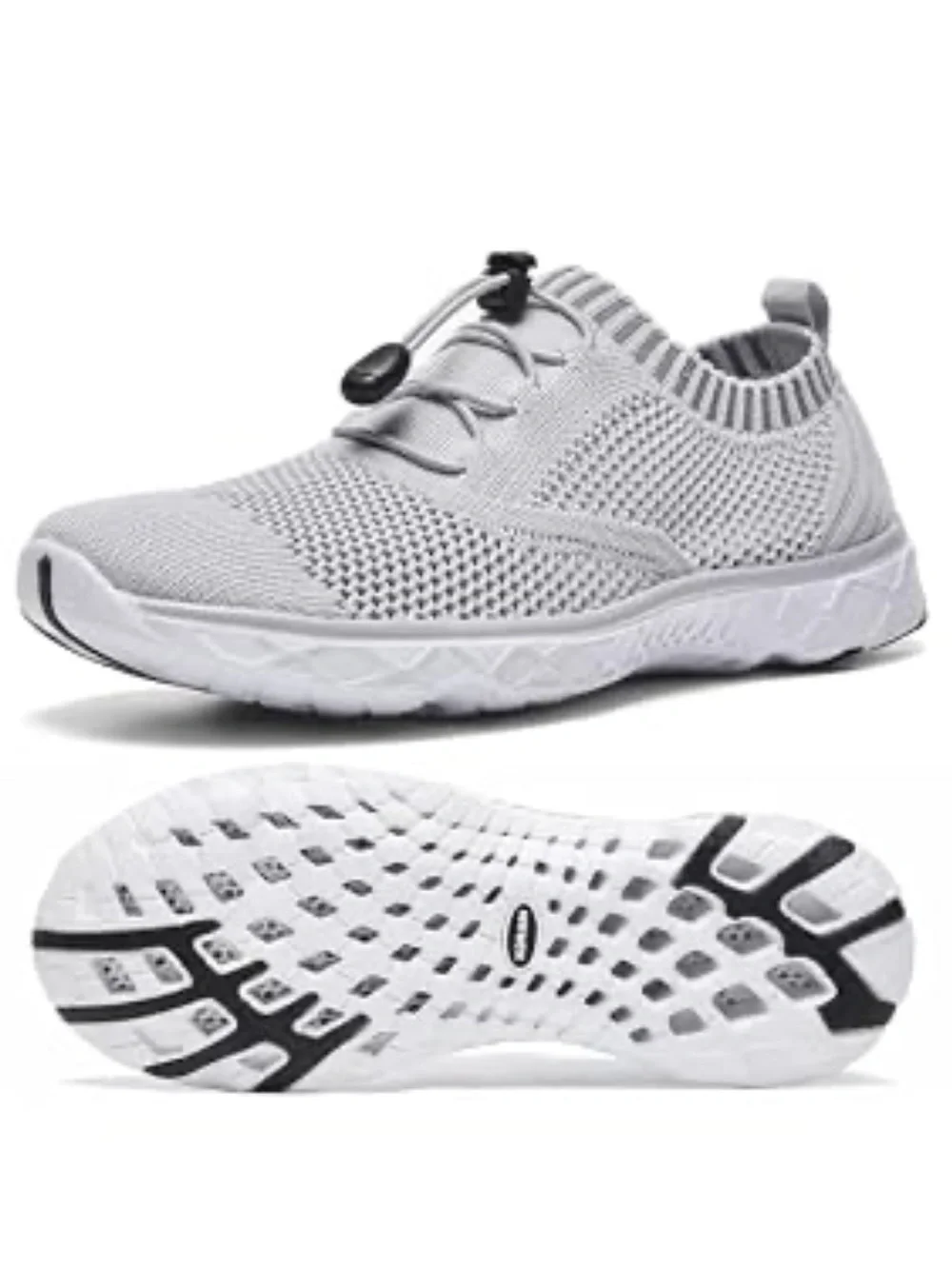 Light Gray Knit Slip-On Athletic Water Shoes Sneakers